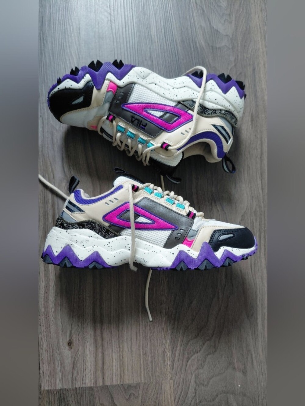 Athletic Sneakers in Cream, Purple & Pink
